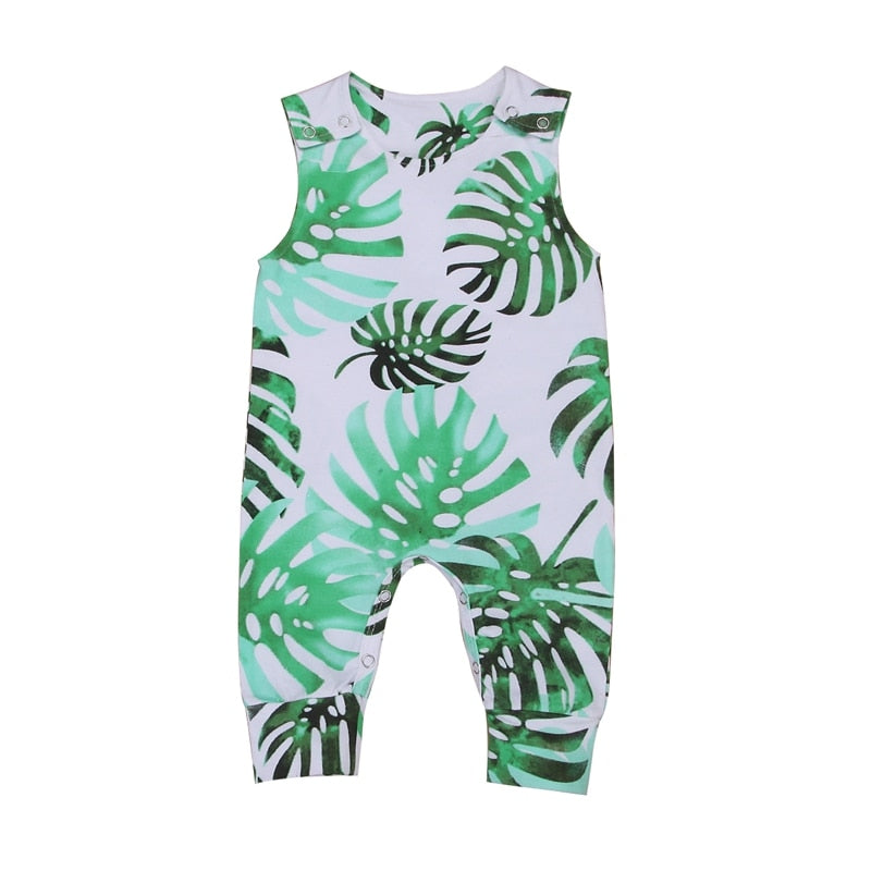 Summer Children Romper Jumpsuits Kid Baby Girl Boy Banana Leaves Romper Outfits Siamese Clothing - ebowsos