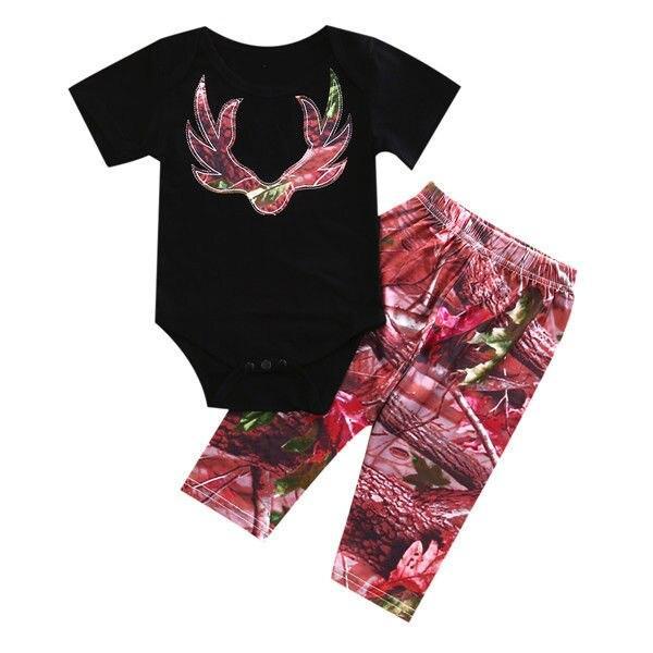Summer Children Tracksuits For Girls Clothing Sets New Infant Baby Girls Tops Romper Camouflage Pants Summer Outfits Set Clothes - ebowsos