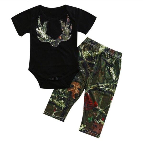 Summer Children Tracksuits For Girls Clothing Sets New Infant Baby Girls Tops Romper Camouflage Pants Summer Outfits Set Clothes - ebowsos