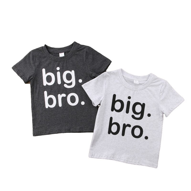 Summer Kids Boy Short Sleeve Cotton Clothes big bro letter Print T shirt Tees Toddler cotton Tops Clothing - ebowsos