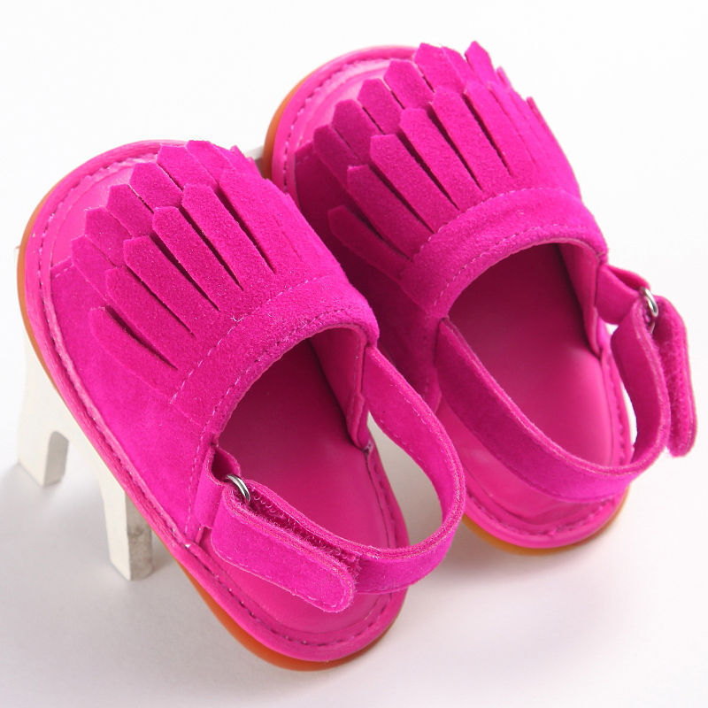 Summer Newborn Baby Girl Tassel Solid Color PU Leather Crib Walking Infant New Soft Shoes 0-18 Months - ebowsos