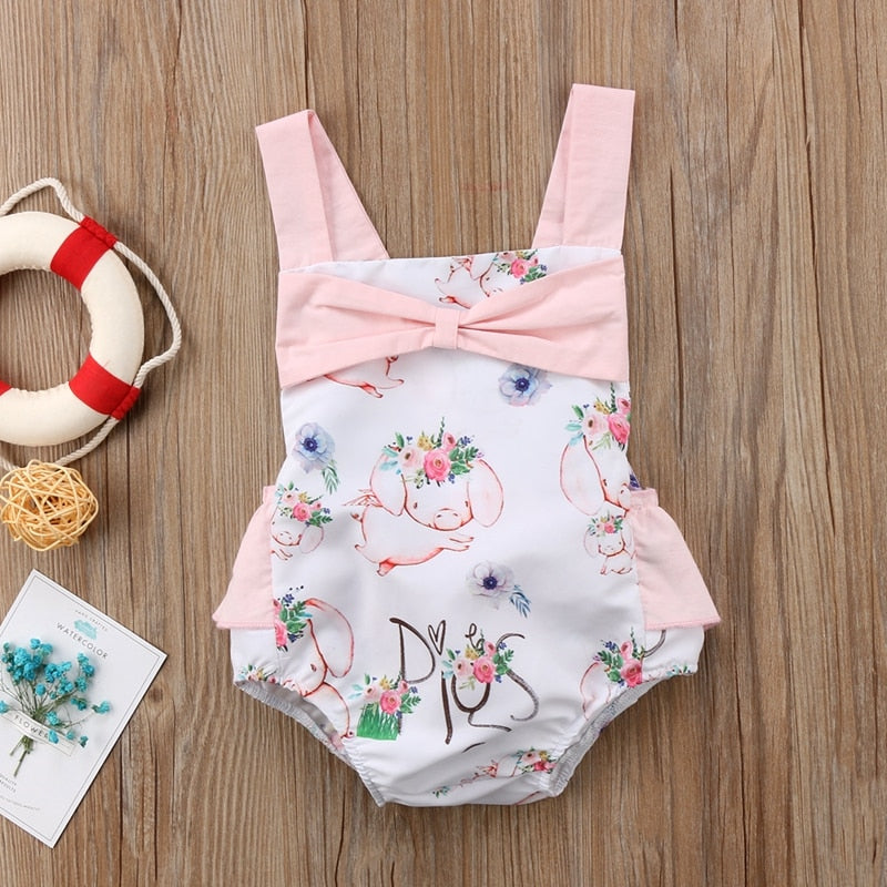 Summer Newborn Baby Girls Bodysuit Jumpsuit Cartoon Pig Sleeveless Cotton TuTu Dress Outfits Clothes - ebowsos