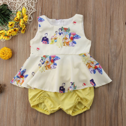 Summer Newborn Baby Toddler Girls Tops Short Pants 2Pcs Outfits Set Clothes - ebowsos