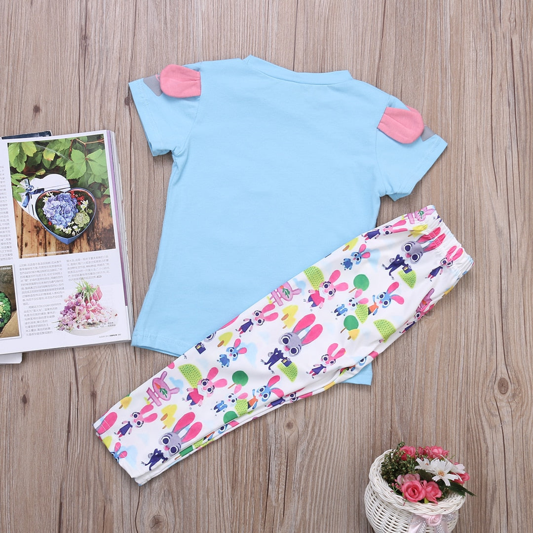 Summer Zootopia Sleepwear Baby Kids Girls Cotton Nightwear Pj's Pyjamas Set 2-7Y - ebowsos