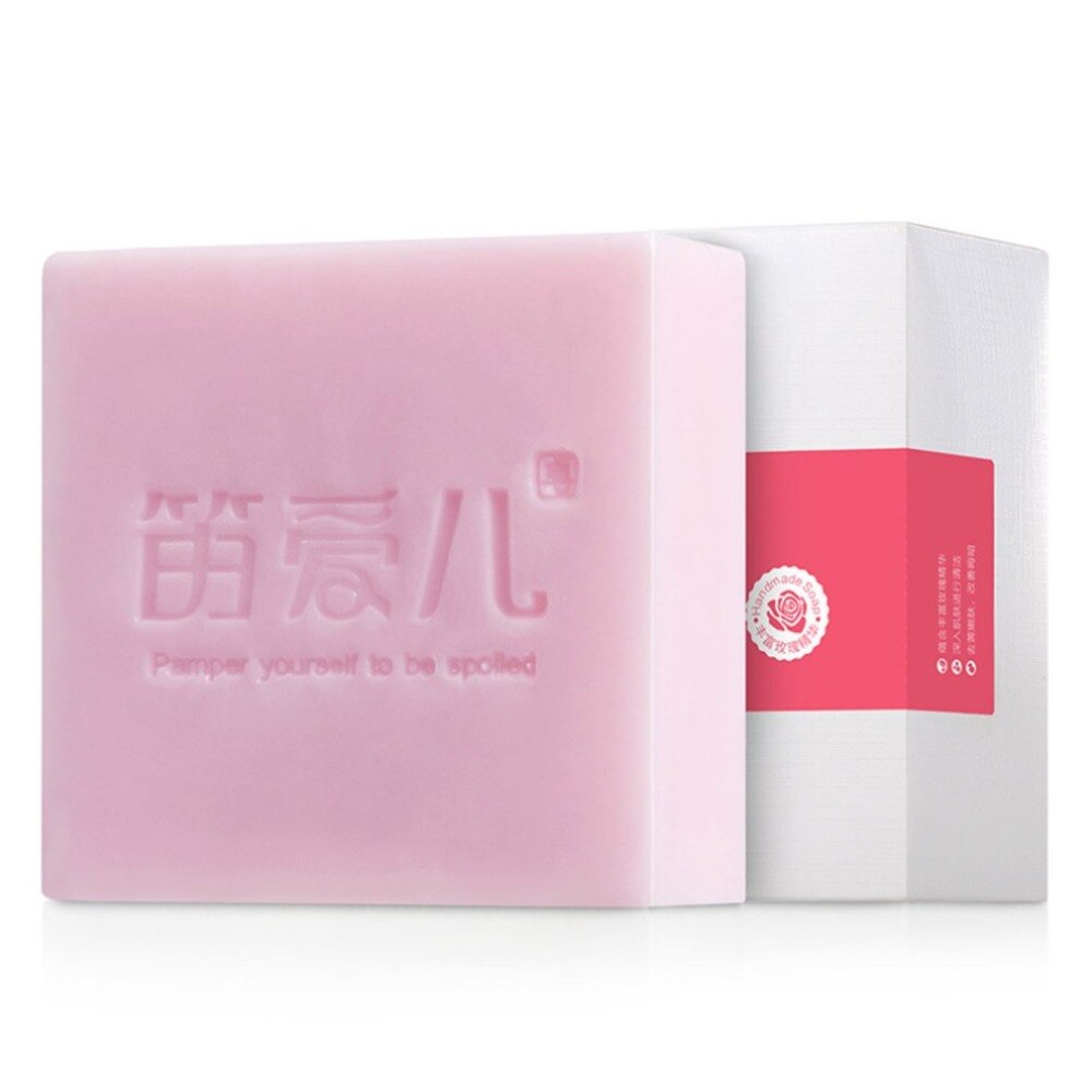 Super easy to use rose handmade soap to blackhead oil control shrink pore clean soap net content 120g - ebowsos
