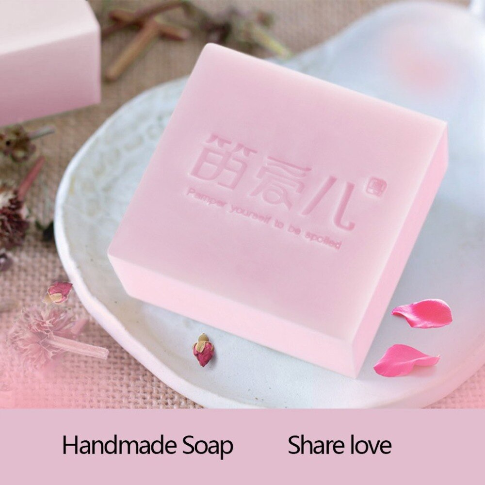 Super easy to use rose handmade soap to blackhead oil control shrink pore clean soap net content 120g - ebowsos
