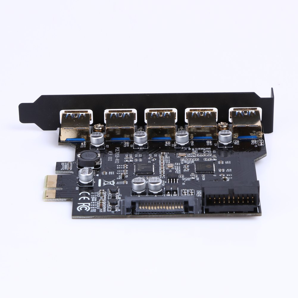 Super speed  PCI-E to USB 3.0 19-Pin 5 Port PCI Express Expansion Card SATA 15PIN Power Connector for Desktops - ebowsos