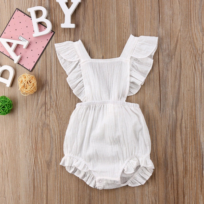 Sweet Newborn Baby Girls Ruffles Romper Backless Jumpsuit Outfits Clothes Sunsuit 0-24M - ebowsos