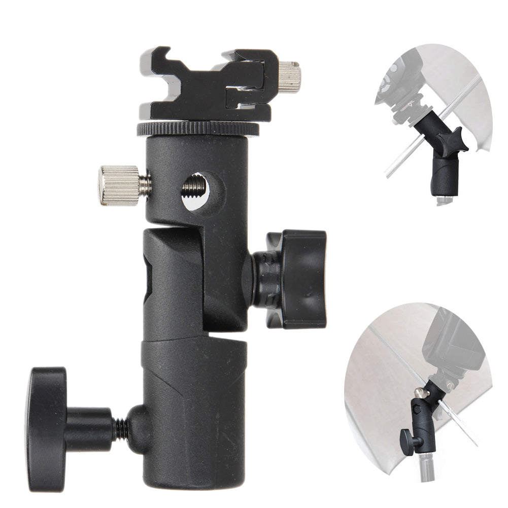 Swivel Flash Hot Shoe Umbrella Holder Mount Adapter for Studio Light Type E Stand Bracket Photo Studio Accessories High Quality - ebowsos