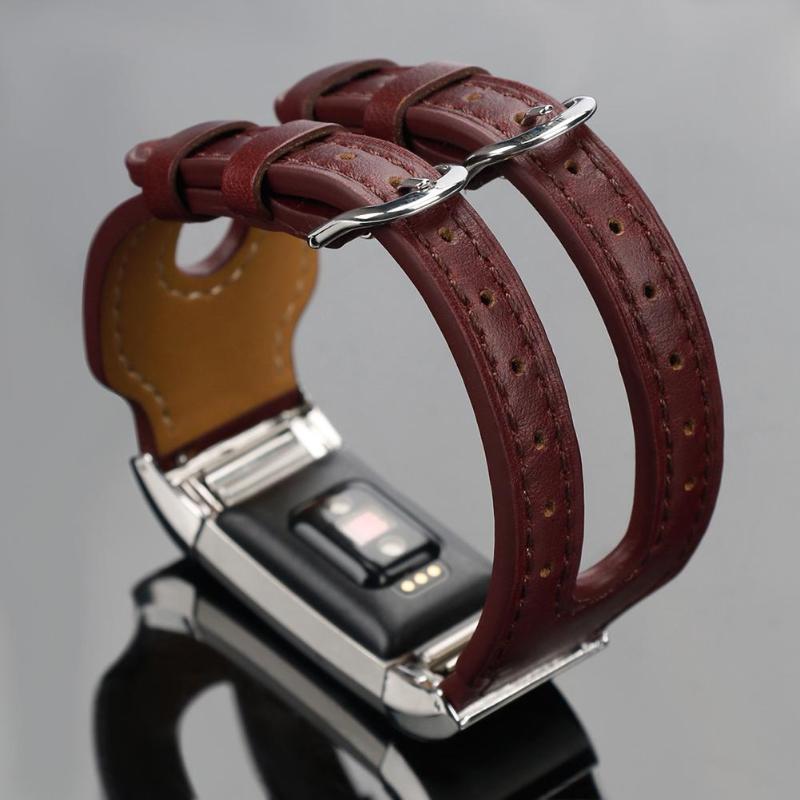 Synthetic Leather Smart Watch Band Watch Strap Leather Double Bracelet Watchbands Replacement for Fitbit Charge 2 - ebowsos