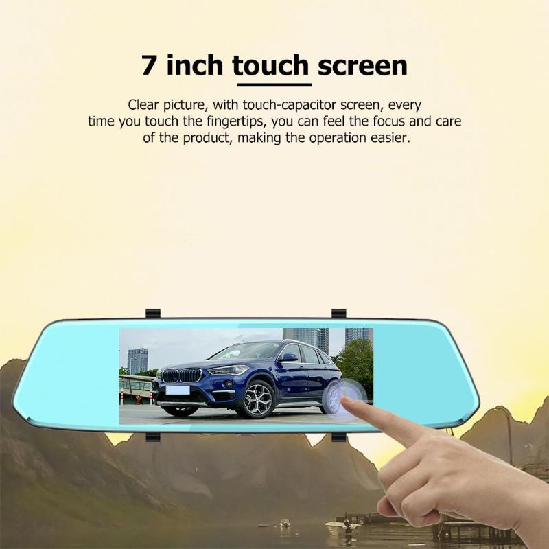 T10 7 Inch Touch Screen FHD 1080P Dual Lens Car DVR Camera Rearview Mirror Video Recorder Night Vision Dash Cam Car DVRS New - ebowsos