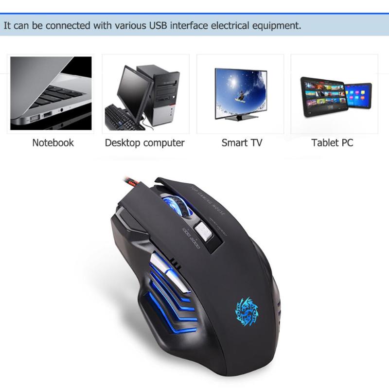 T10 USB Wired Gaming Mouse 2400DPI 6 Buttons Breathing Light Mice for ...