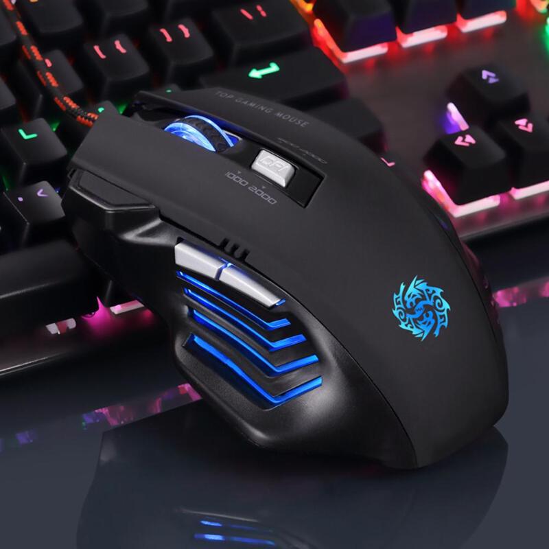 T10 USB Wired Gaming Mouse 2400DPI 6 Buttons Breathing Light Mice for ...