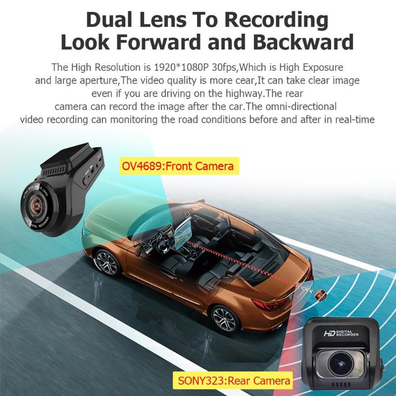 T691C Front 4K 2160P Car DVR Camera 1080P FHD Dash Cam With 32GB TF Card Dual Lens with WiFi and GPS Camera Recorder Promotion - ebowsos