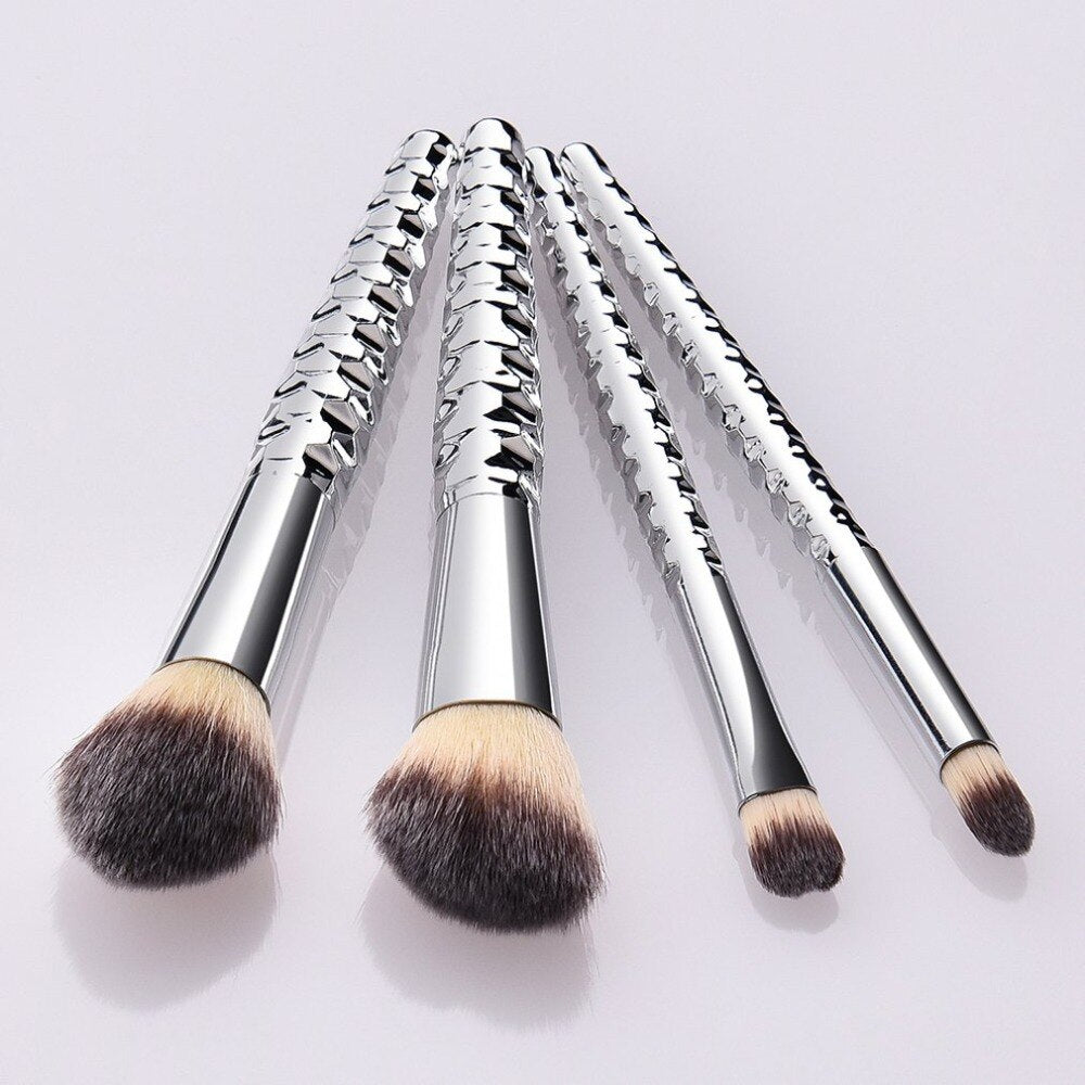 TM-111 Honeycomb Silver Handle Makeup Brush Eyeshadow Brush Beauty Blush Eye Brush Beauty Makeup Tool 4pcs/6pcs/8pcs - ebowsos