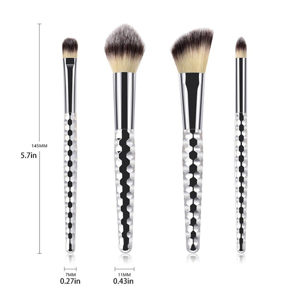 TM-111 Honeycomb Silver Handle Makeup Brush Eyeshadow Brush Beauty Blush Eye Brush Beauty Makeup Tool 4pcs/6pcs/8pcs - ebowsos