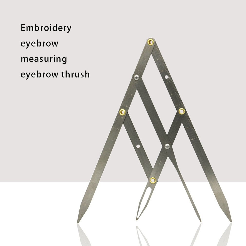 Tattoo Golden Ratio Eyebrow Design Positioning Standard Three-point Balance Eyebrow Measuring Ruler Silver - ebowsos