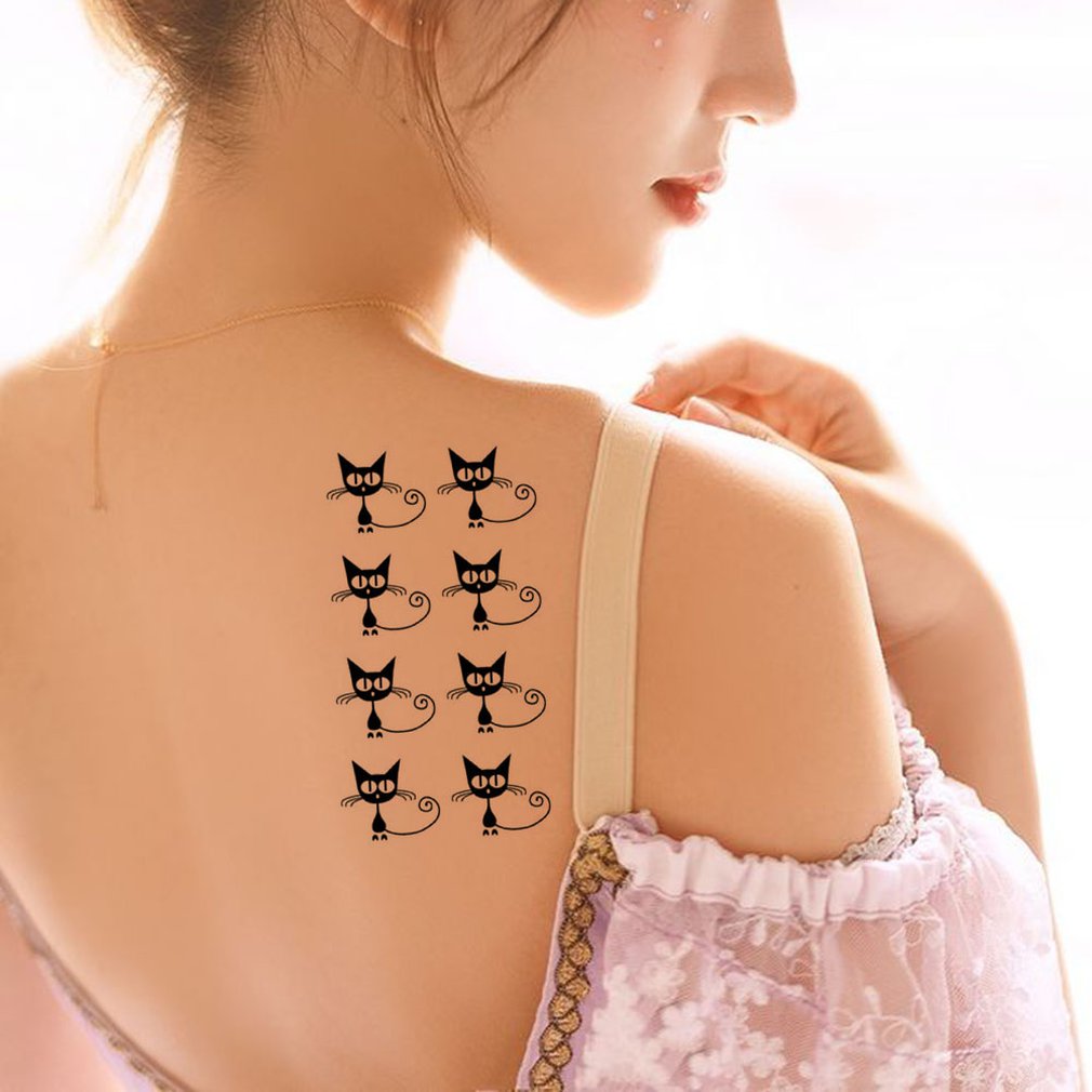 Tattoo Sticker English Cat Pentagram Diamond Harajuku Personality Cute Tattoo Sticker For Men And Women2 - ebowsos
