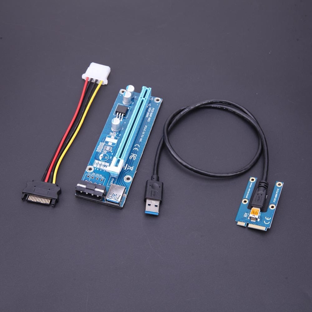 The Fifth Generation of PCIE 1X to 16X Extender Riser Card w/ Power Supply USB Cable for graphics for Bitcoin Miner for Z Coin - ebowsos