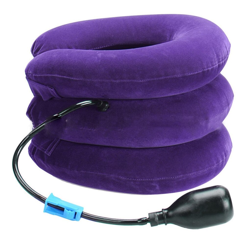 Three Layers Cervical Traction Apparatus Inflatable Velvet Neck Guard Portable Adjustable Neck Support face care - ebowsos