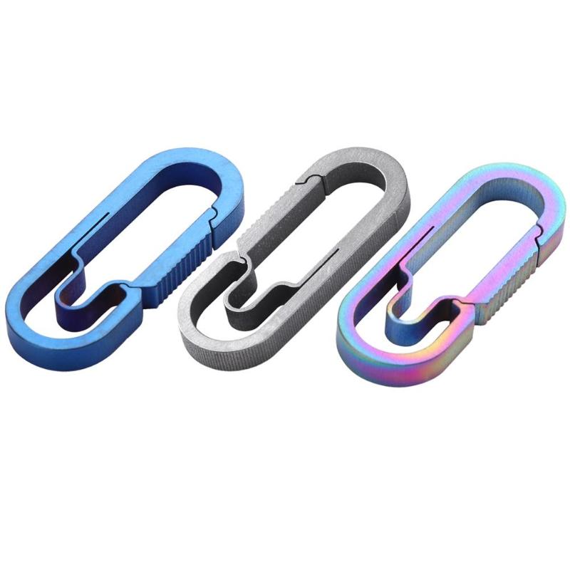 Ti Alloy EDC Outdoor Camping Carabiner Keychain Hanging Buckle Tools Snap Hook Clip Camping Equipment EDC Paracord Buckles-ebowsos