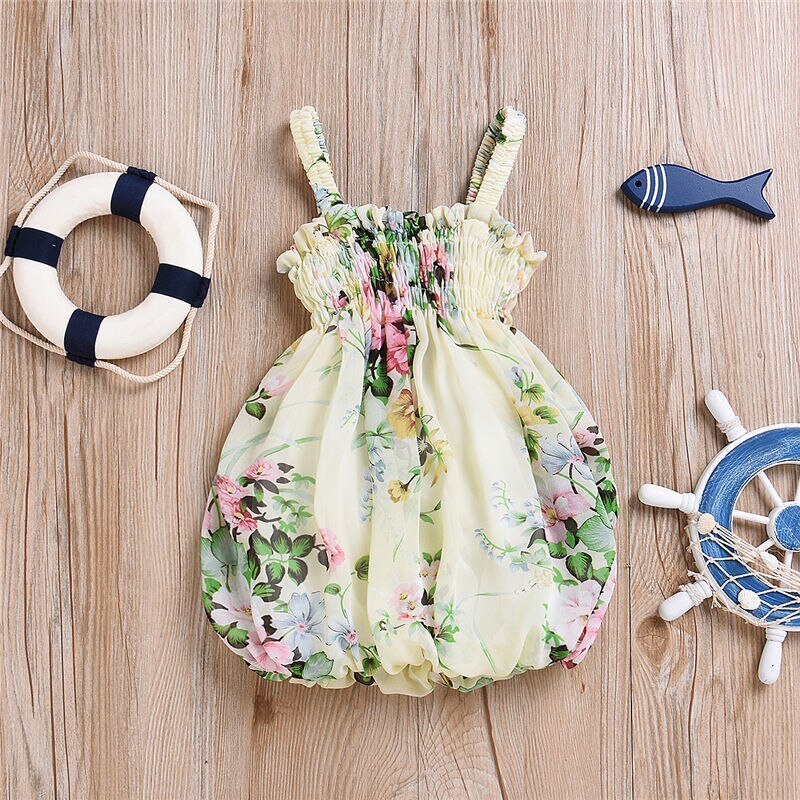 Toddler Kids Baby Girls Dress Floral Fluffy Sling Summer Party Dress Sundress Clothes - ebowsos