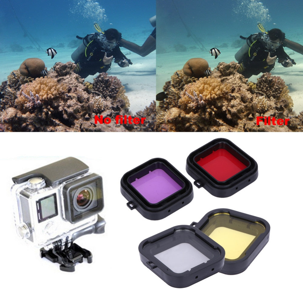 Top Quality 4PCS Underwater Diving Filter Lens Cover UV Filter for GoPro Hero 4 3+ Housing Case - ebowsos