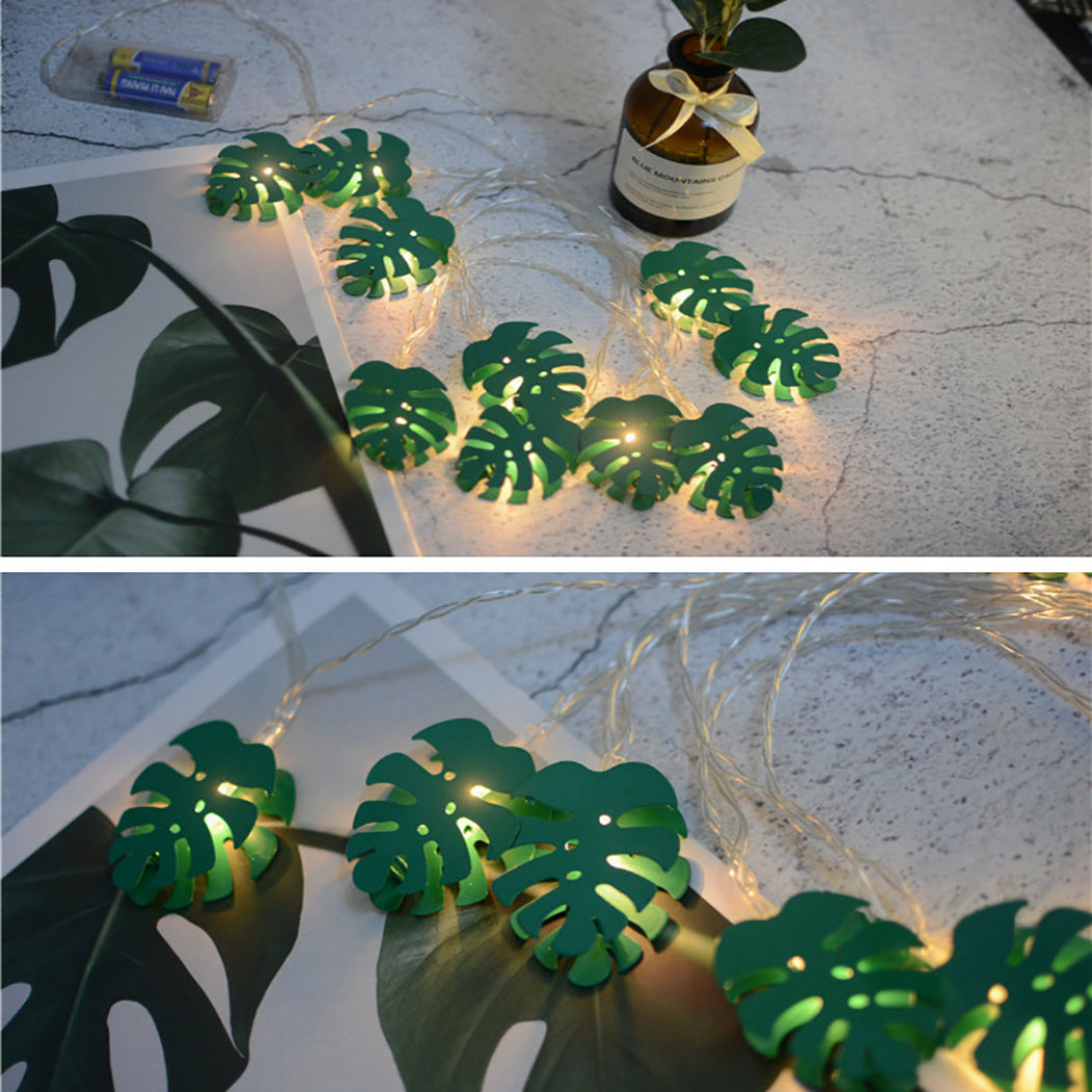 Turtle Leaf Pineapple Light String Photo Props Lights Creative Monstera Leaf 10-LED String Lamp Hawaii Party Decor Light 6.56ft-ebowsos