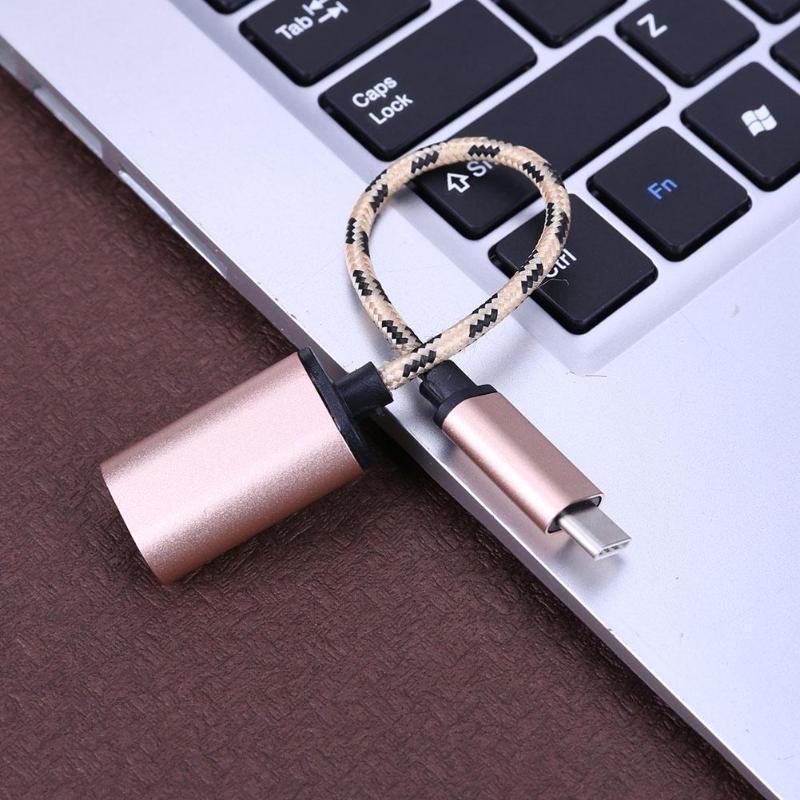 Type C USB 3.1 Male to USB Female OTG Adapter Cable Nylon Braided Data Sync Transfer Transmission Cable Cord Wire - ebowsos