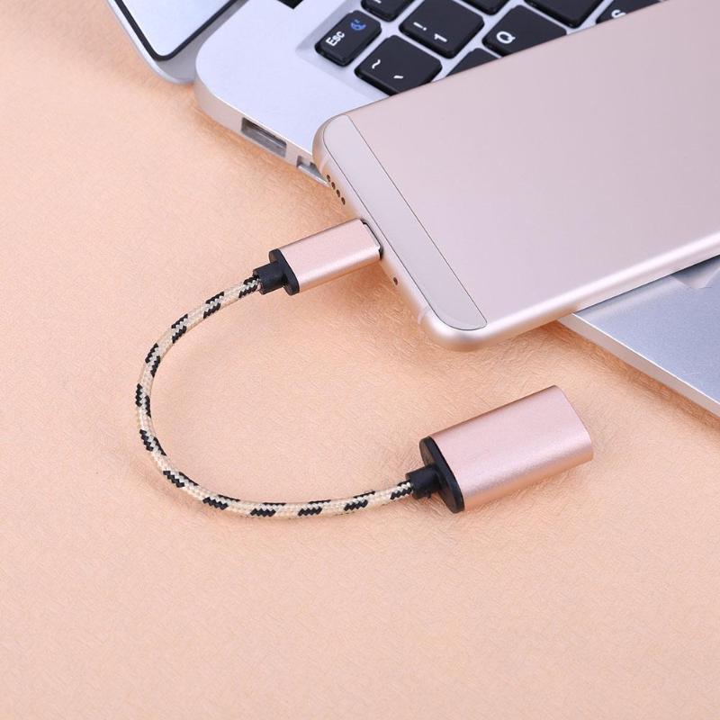 Type C USB 3.1 Male to USB Female OTG Adapter Cable Nylon Braided Data Sync Transfer Transmission Cable Cord Wire - ebowsos