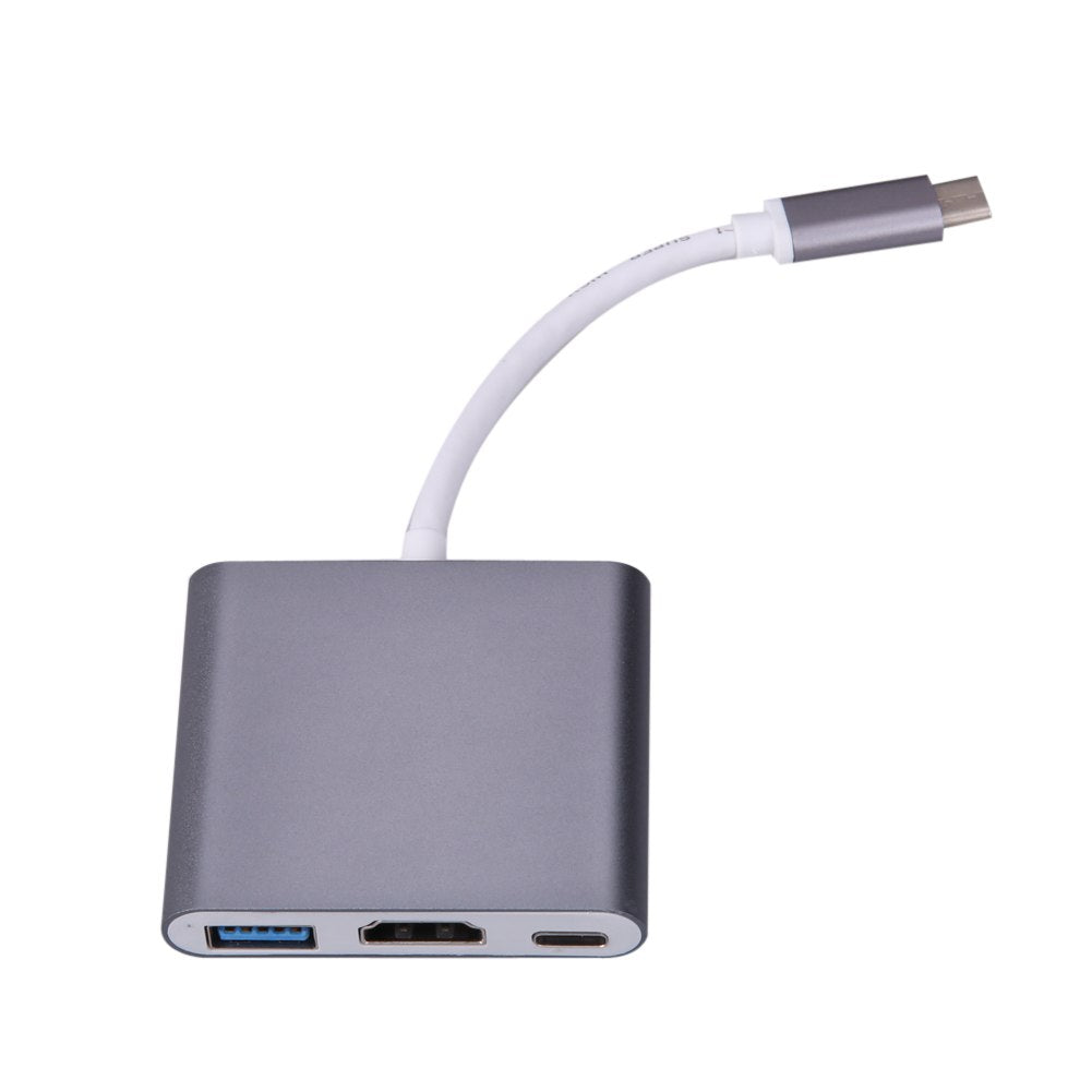 Type C USB 3.1 to USB3.0+ HDMI+Type C Female Charger Adapter 3 in 1 Hub for Apple Macbook - ebowsos