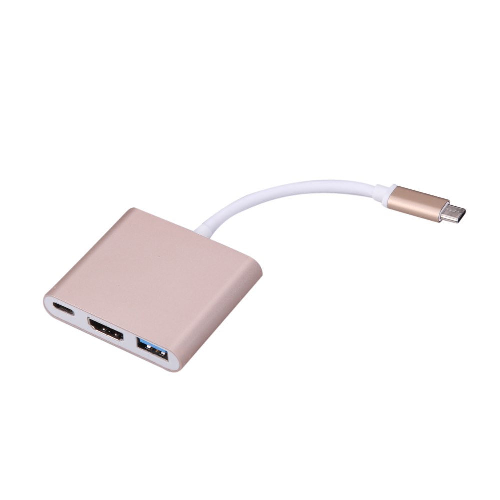 Type C USB 3.1 to USB3.0+ HDMI+Type C Female Charger Adapter 3 in 1 Hub for Apple Macbook - ebowsos