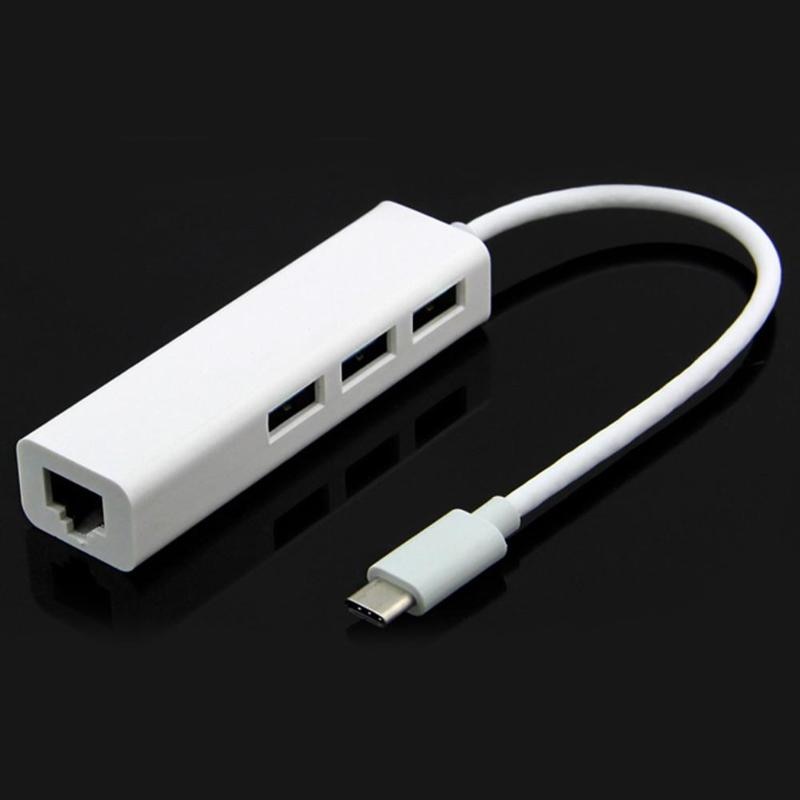 Type-C USB-C to Ethernet RJ45 Gigabit LAN 3 Ports USB2.0 HUB Adapter Converter Cable Wire for MacBook High Quality Type-C Hub - ebowsos