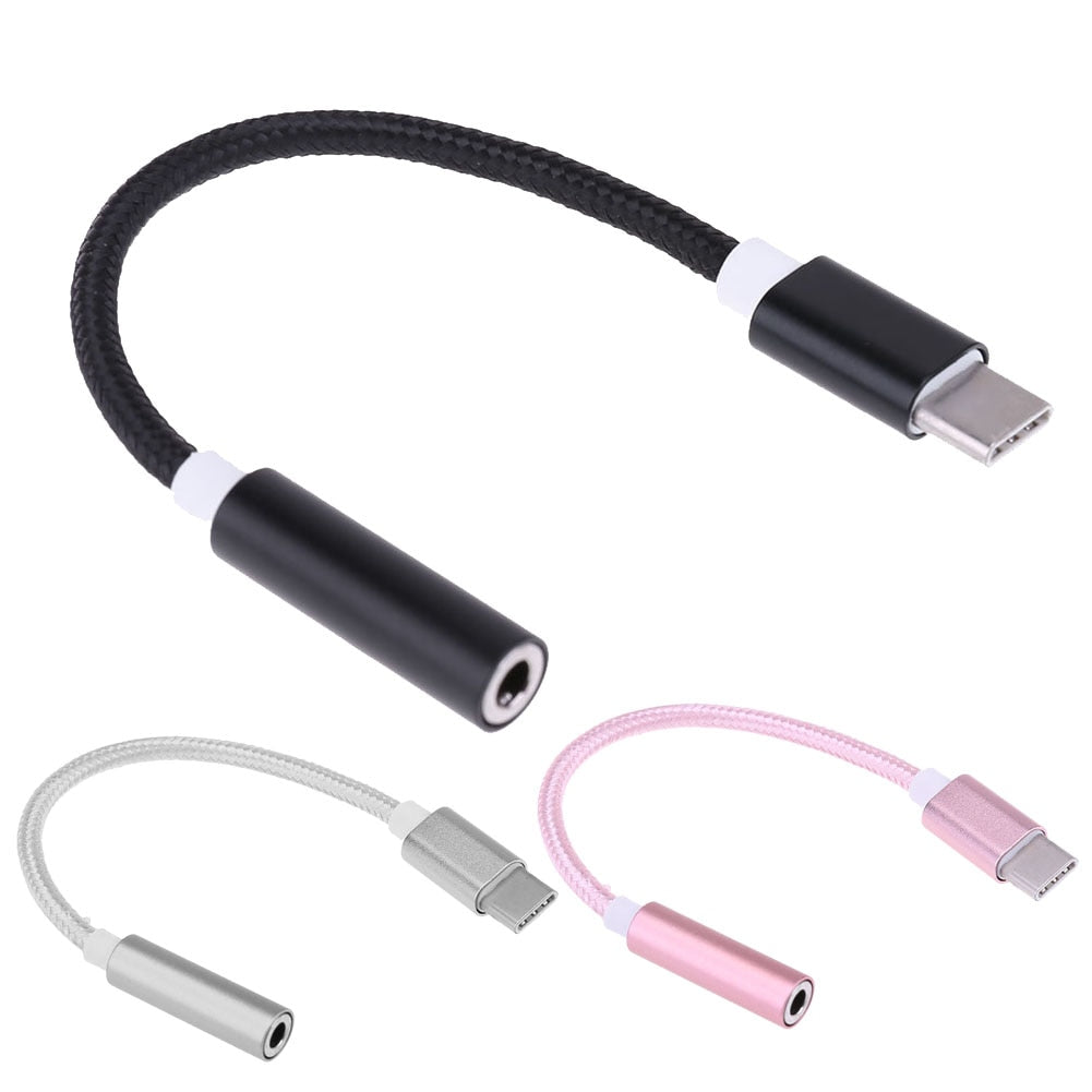 Type-C to 3.5mm Earphone Microphone Headset Jack Converter Cable for MacBook for Samsung S8 for LG G6 Meizu Xiaomi - ebowsos