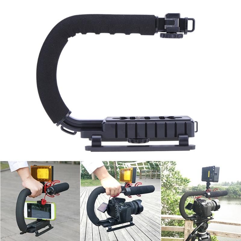 U-Grip Triple Shoe Mount Video Action Stabilizers Handle Grip Rig for Canon Sony DSLR Camera for iPhone 7 plus Gopro Smartphone - ebowsos