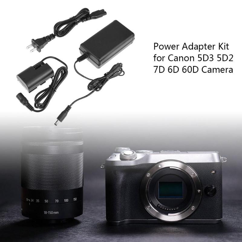 US/EU Plug ACK-E6 DC 8.4V 1.7A Power Supply Adapter Charger Kit for Canon 5D3 5D2 7D 6D 60D Camera - ebowsos