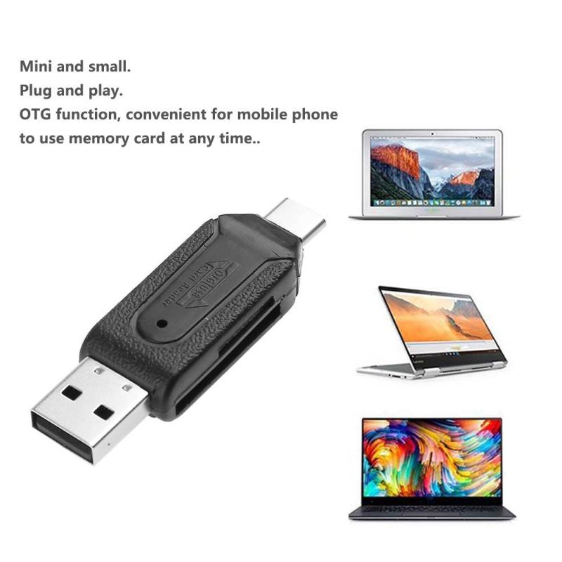USB 2.0 Card Reader High Speed 480Mbps Plastic OTG Type-C USB 3.1 Memory Card Reader for SD TF for Micro SD Card Mobile Phone - ebowsos