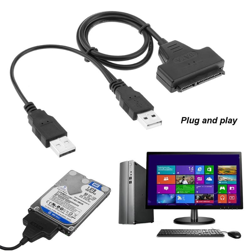USB 2.0 SATA 7+15Pin Adapter Converter Cable for 2.5inch HDD Laptop Hard Disk Disk Drive Computer Cables Connectors DropShipping - ebowsos
