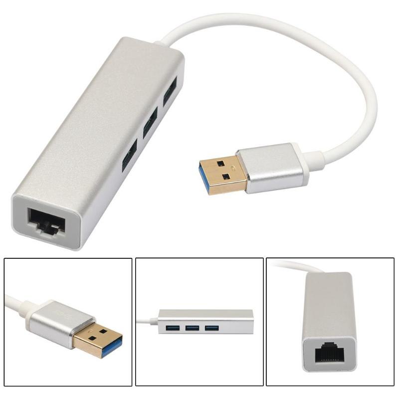 USB 3.0 Gigabit Ethernet Adapter With 3 Port Hub to RJ45 Lan Network Port Card For Windows XP 7 8/Mac OS For Laptop - ebowsos