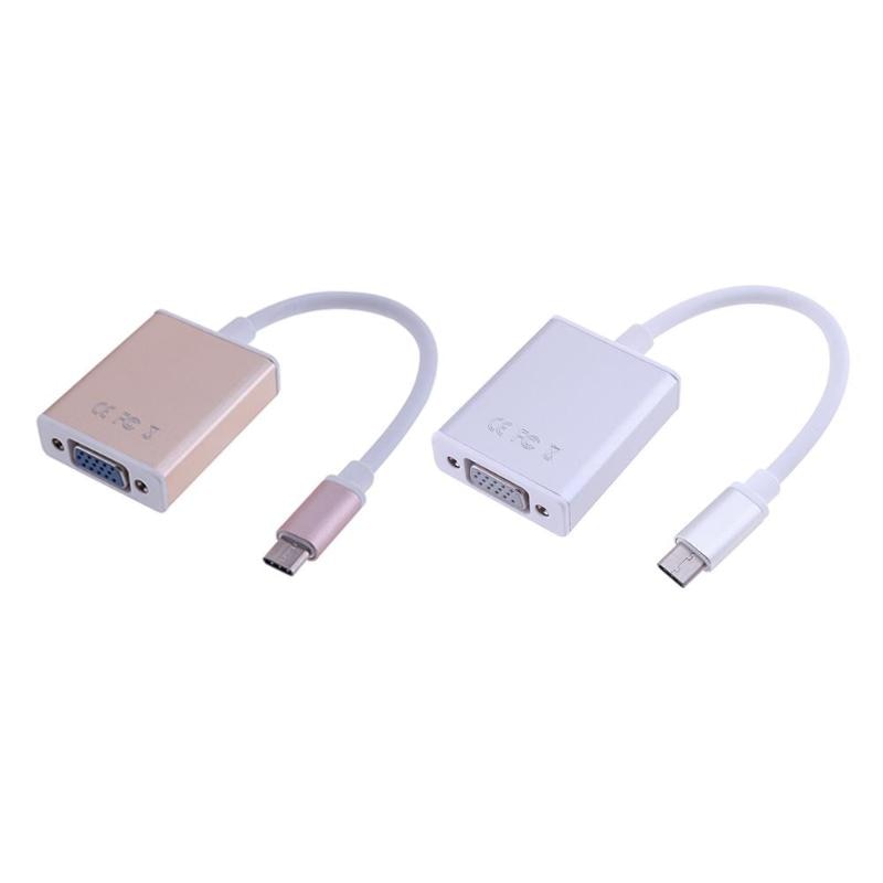 USB 3.1 Type C Male to VGA Female Video Adapter Conventer Connector Cable Adaptor 10Gbps For Macbook Air 12inch to TV - ebowsos