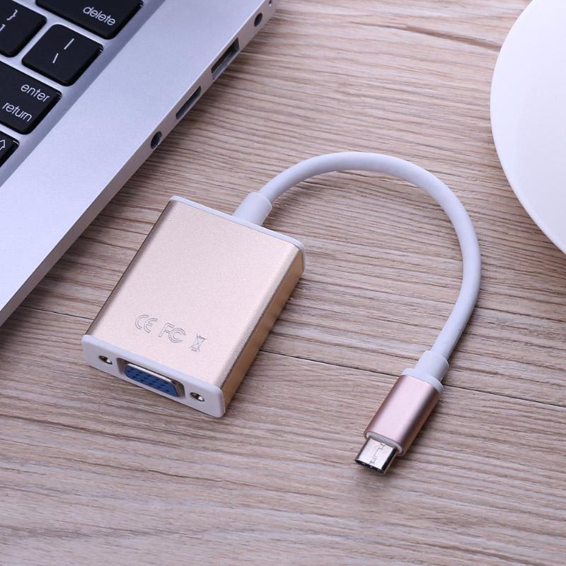 USB 3.1 Type C Male to VGA Female Video Adapter Conventer Connector Cable Adaptor 10Gbps For Macbook Air 12inch to TV - ebowsos