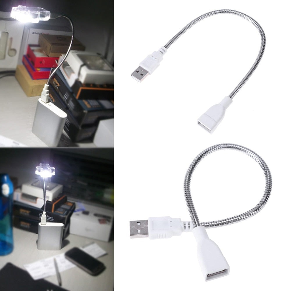 USB Adapter Cable Male to Female Extension Cable LED Light Adapter Cable Metal Hose for Portable Power Supply Notebook - ebowsos