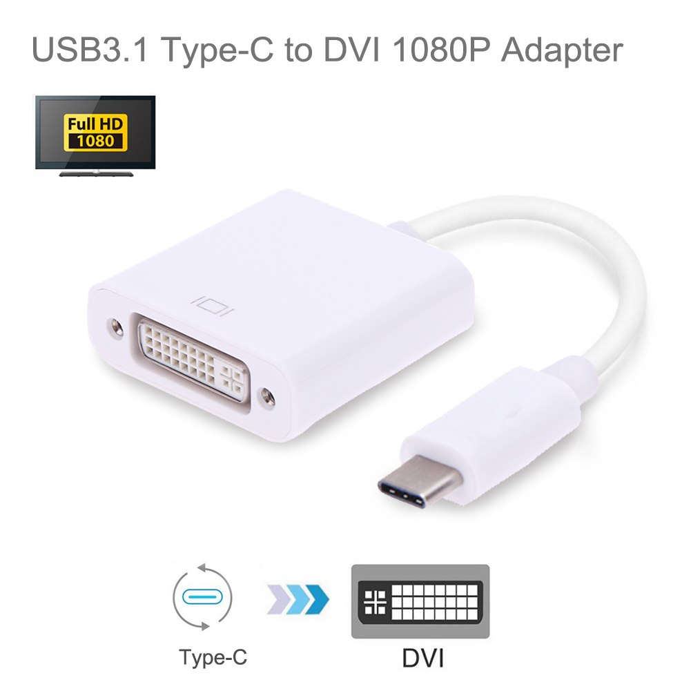 USB-C Type C USB 3.1 to DVI 1080P Monitor Adapter Cable Converter Cable Male to Female Type-C to DVI for Macbook for Chrombook - ebowsos