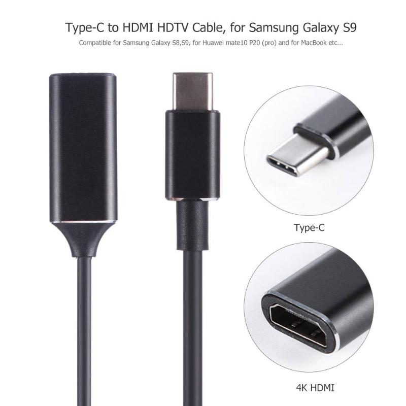 USB-C Type-C to 4K HDMI Female HDTV Adapter Cable Wire Cord for Samsung Galaxy S9 Macbook HDMI HDTV Cable High Quality - ebowsos