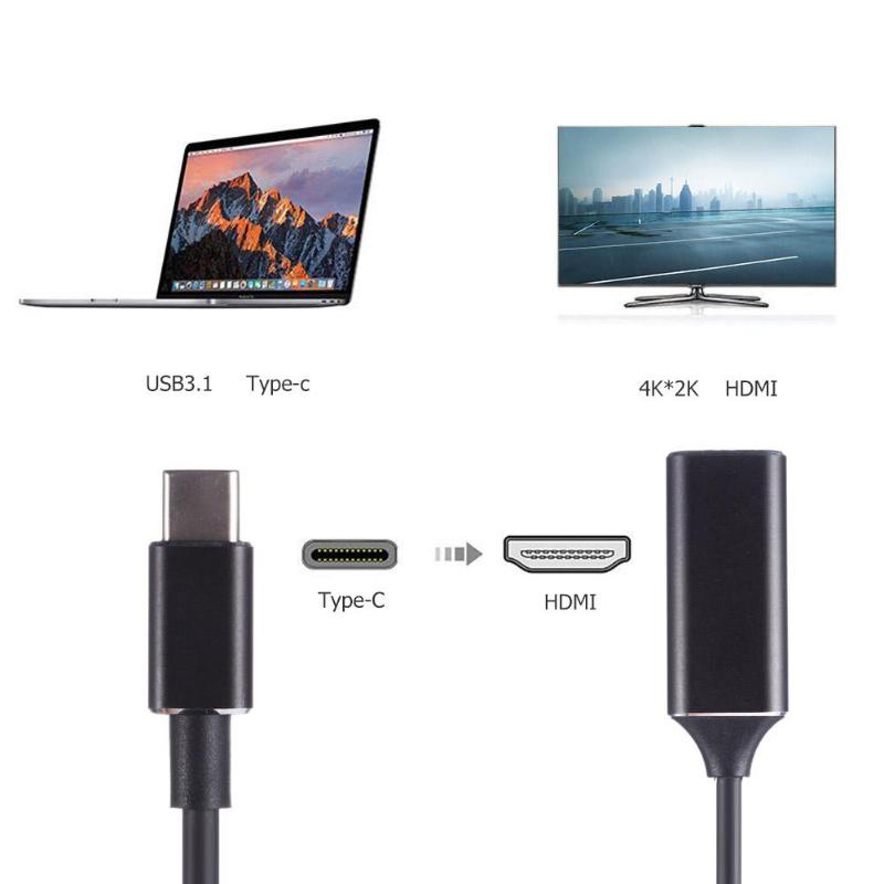 USB-C Type-C to 4K HDMI Female HDTV Adapter Cable Wire Cord for Samsung Galaxy S9 Macbook HDMI HDTV Cable High Quality - ebowsos