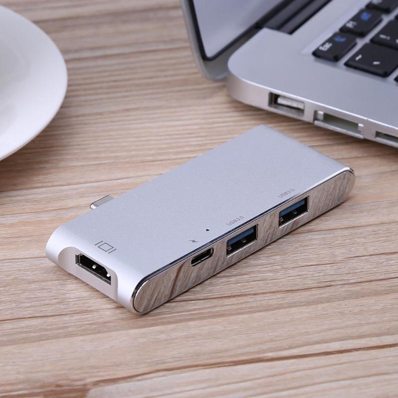 USB-C Type-c 3.1 to 2 USB 3.0 HUB Splitter SD/TF Card Reader w/ 4K HDMI PD Charging Port Multifunction Aluminum Alloy Cardreader - ebowsos