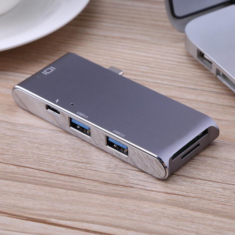 USB-C Type-c 3.1 to 2 USB 3.0 HUB Splitter SD/TF Card Reader w/ 4K HDMI PD Charging Port Multifunction Aluminum Alloy Cardreader - ebowsos