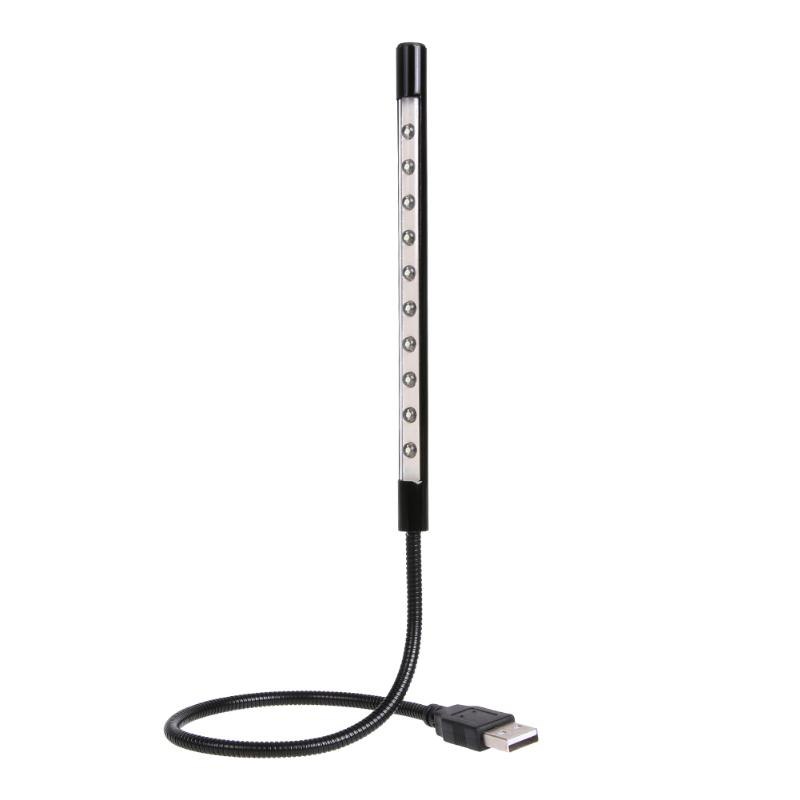 USB Flexible LED Light Aluminium And Plastic Light Weight Reading Desk Table Lamp For Computer Laptop PC - ebowsos