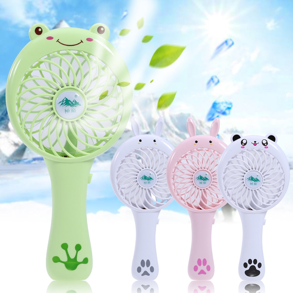 USB Small Fan mini Rechargeable Large Wind Power Portable Creative Cartoon Animals Cute With Lithium Battery 1200mAh - ebowsos