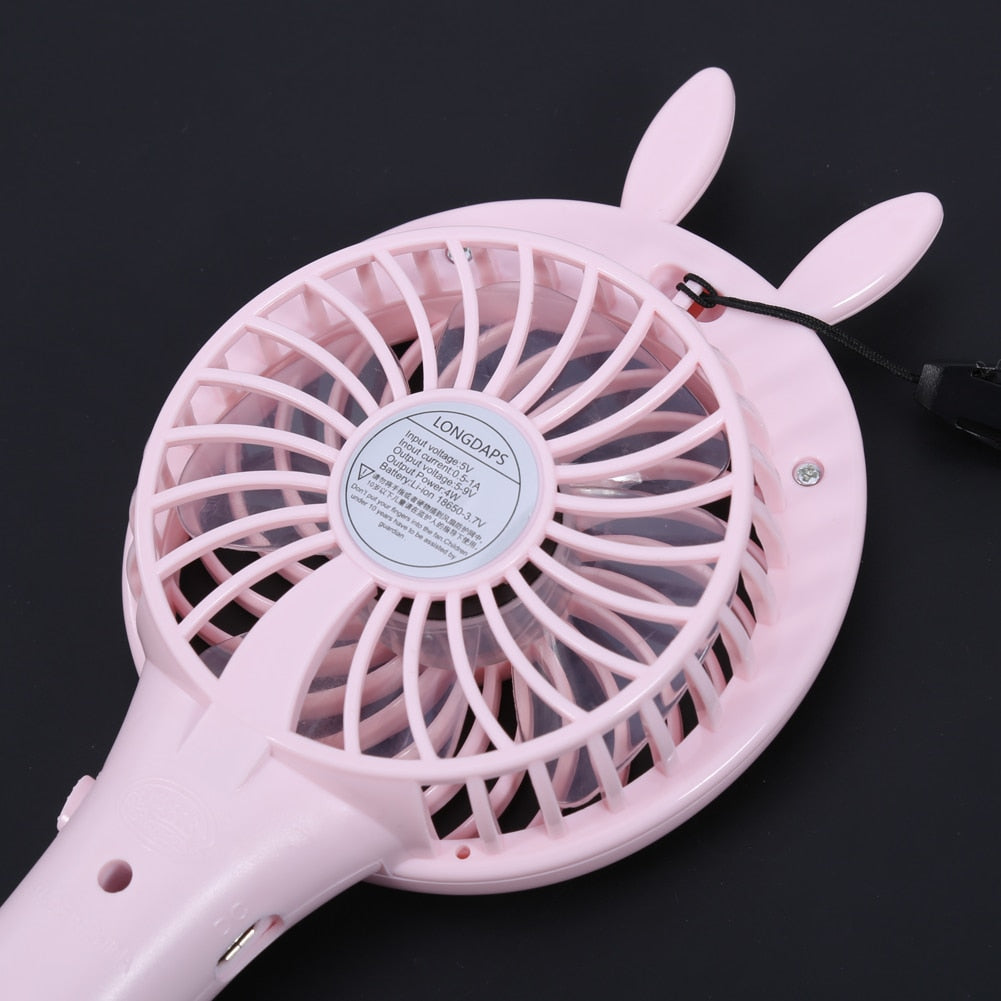 USB Small Fan mini Rechargeable Large Wind Power Portable Creative Cartoon Animals Cute With Lithium Battery 1200mAh - ebowsos